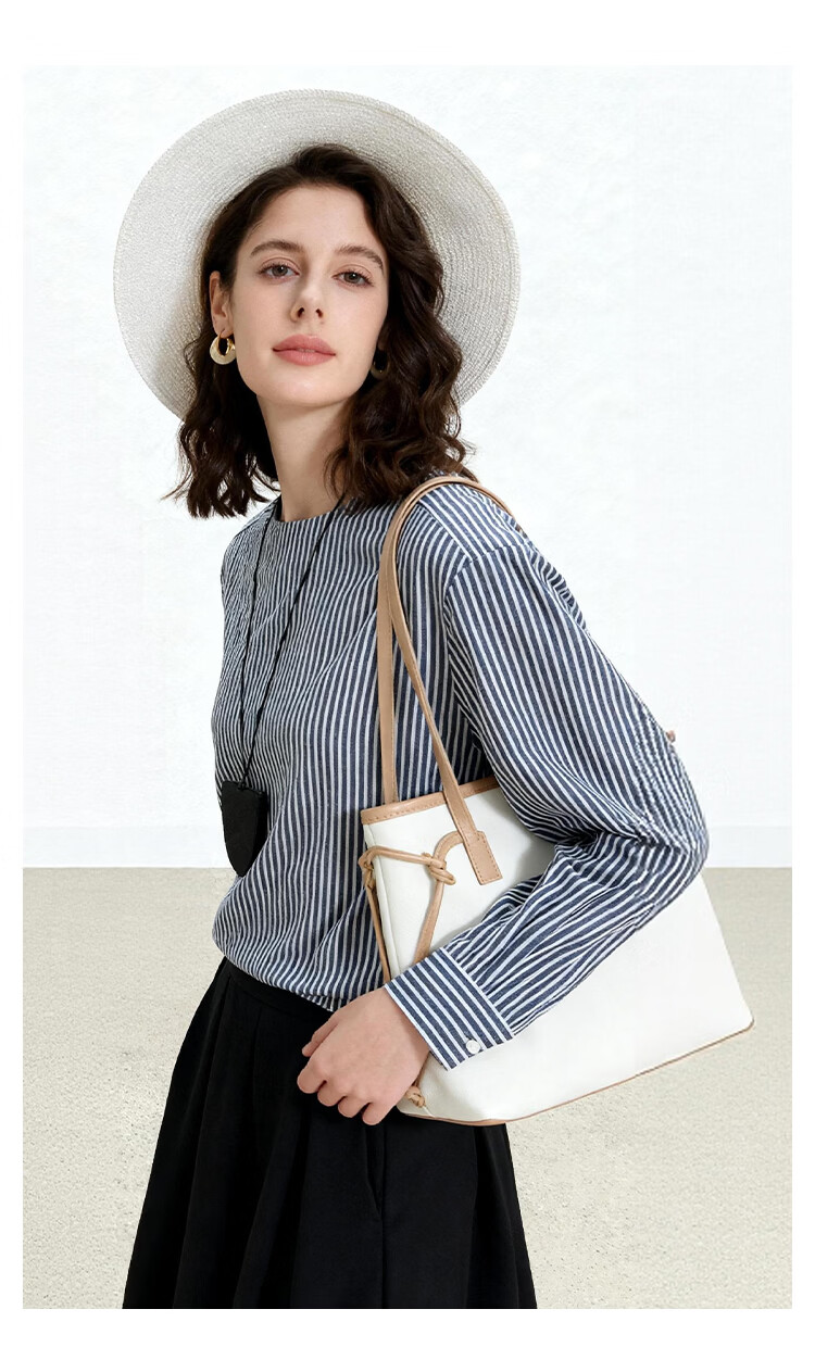 ENC French Stripe Shirt Loose Fit Versatile New Long Sleeve Boutique Design Commuter Date Elegant Top 10