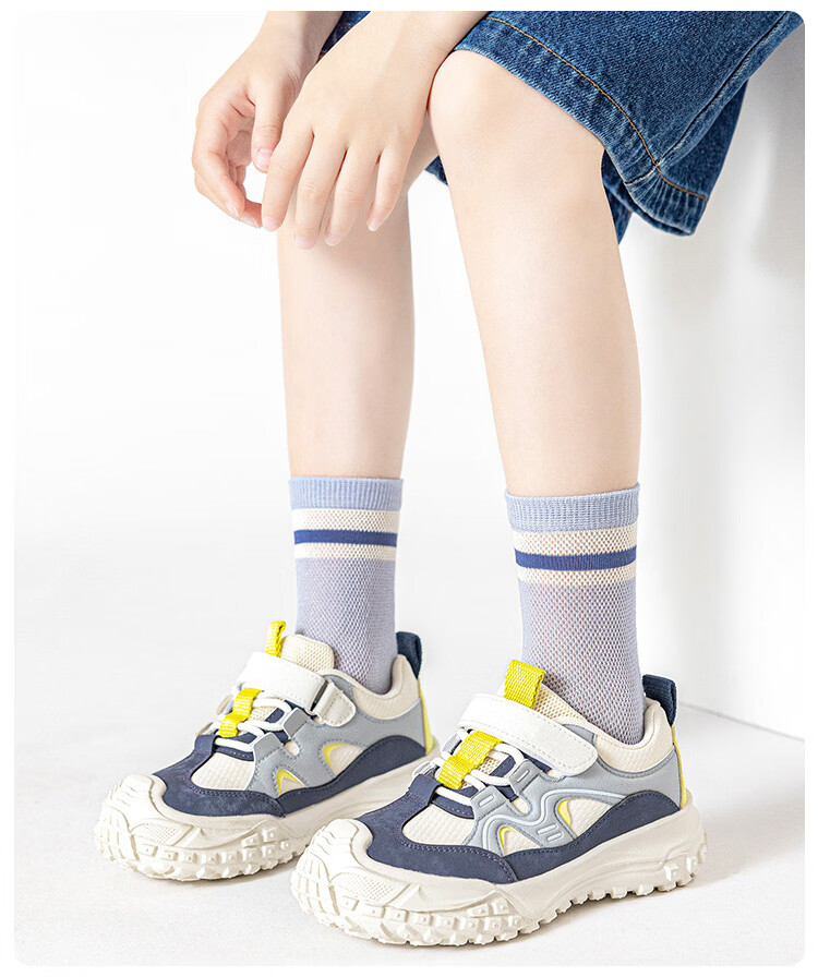 Little Pig Banner Class A Children's Socks Summer Thin Mesh Breathable Socks Boys Girls High Elastic Seamless Mid-calf Socks for Older Kids 4