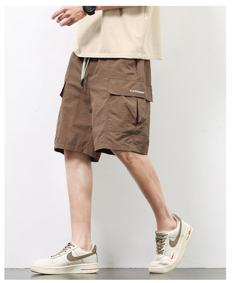 PLAYBOY Men's American Style Summer Thin Cargo Shorts 2026 New Ice Silk Quick-Dry Casual Mid-Length Pants 13