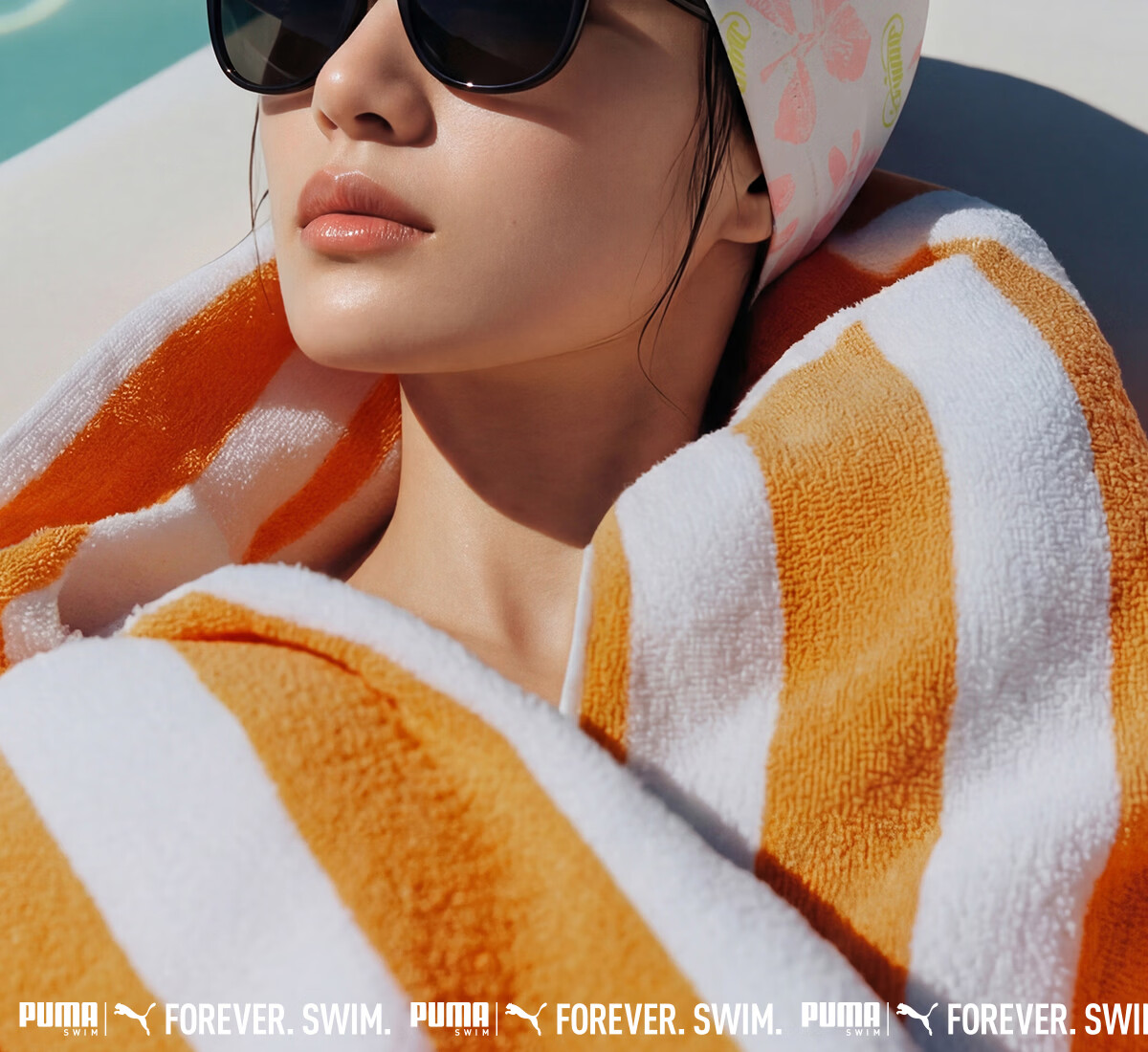 PUMA Adult Swim Cap Fabric High Elastic Hair Protection Sunscreen Breathable Non-Stuffy Long Hair Friendly Foldable Durable Swimming Cap 2