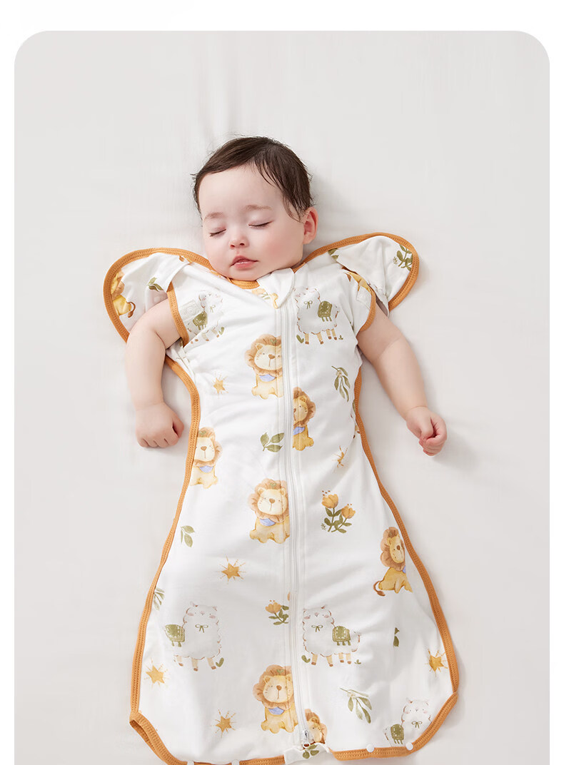 AIBEDILA Baby Anti-startle Sleeping Bag 0-6 Months Newborn Swaddle Sleeping Bag Chicken Wing Infant Sleep Sack M Size 14