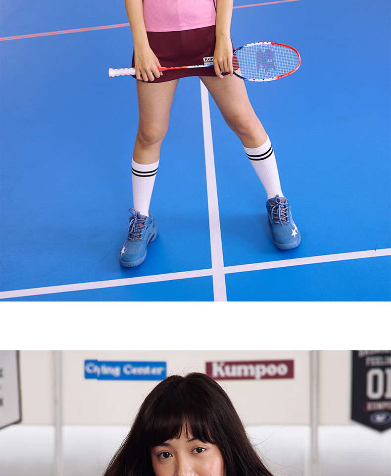 KUMPOO (KUMPOU) Badminton Shirt for Women, Short-Sleeved Quick-Dry Sports Jersey, Collaboration with Crying Center, Competition Uniform ACT261608-Blue 2XL 22