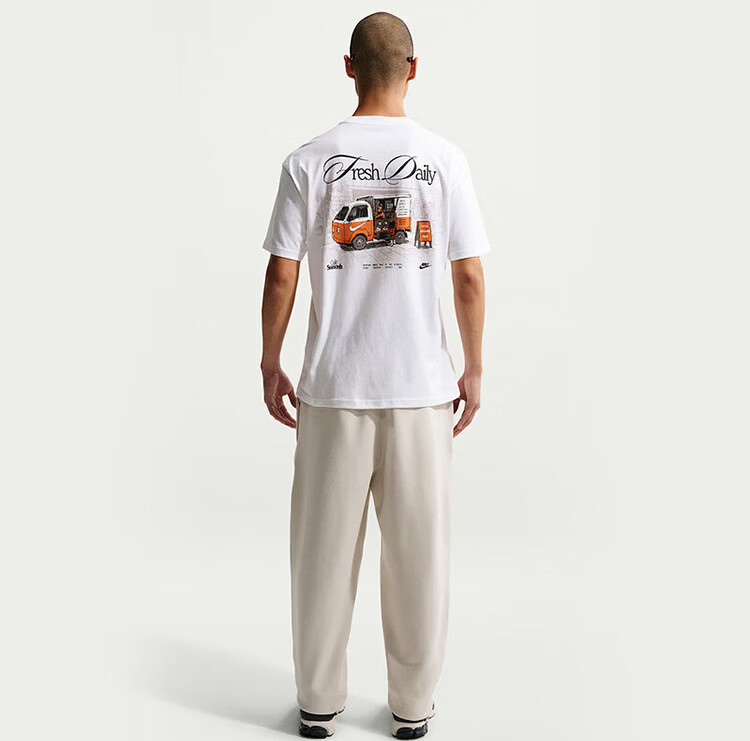 Nike Men's Sports T-Shirt Summer New Casual Cotton Loose Knit Short Sleeve IH1158-100 White XL 6