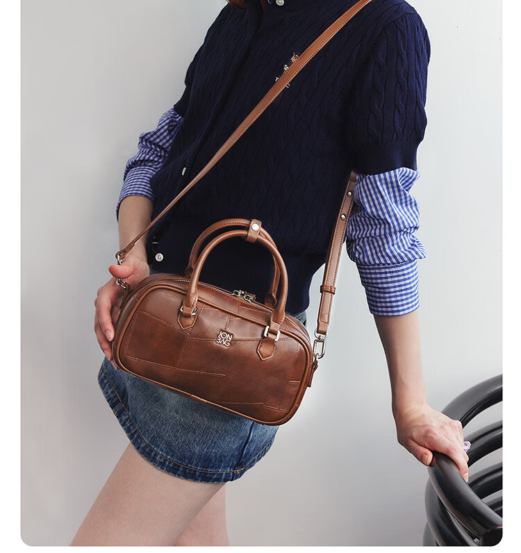 Jane Bage Vintage Patchwork Small Boston Bag Casual Shoulder Crossbody Bag for Women High-End Handbag Gift for Girlfriend 520 12