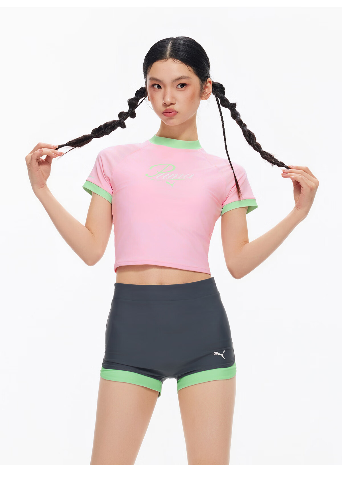 PUMA Women's Two-Piece Swimwear Split Shorts UV Protection Slim Fit High Elastic Fade-Resistant Swimsuit for Daily Outdoor Beach Swimming and Hot Springs 13