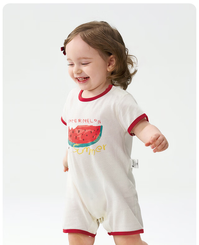 TONGTAI Baby Short Sleeve Romper Summer Thin Jacquard Yellow 73cm 9