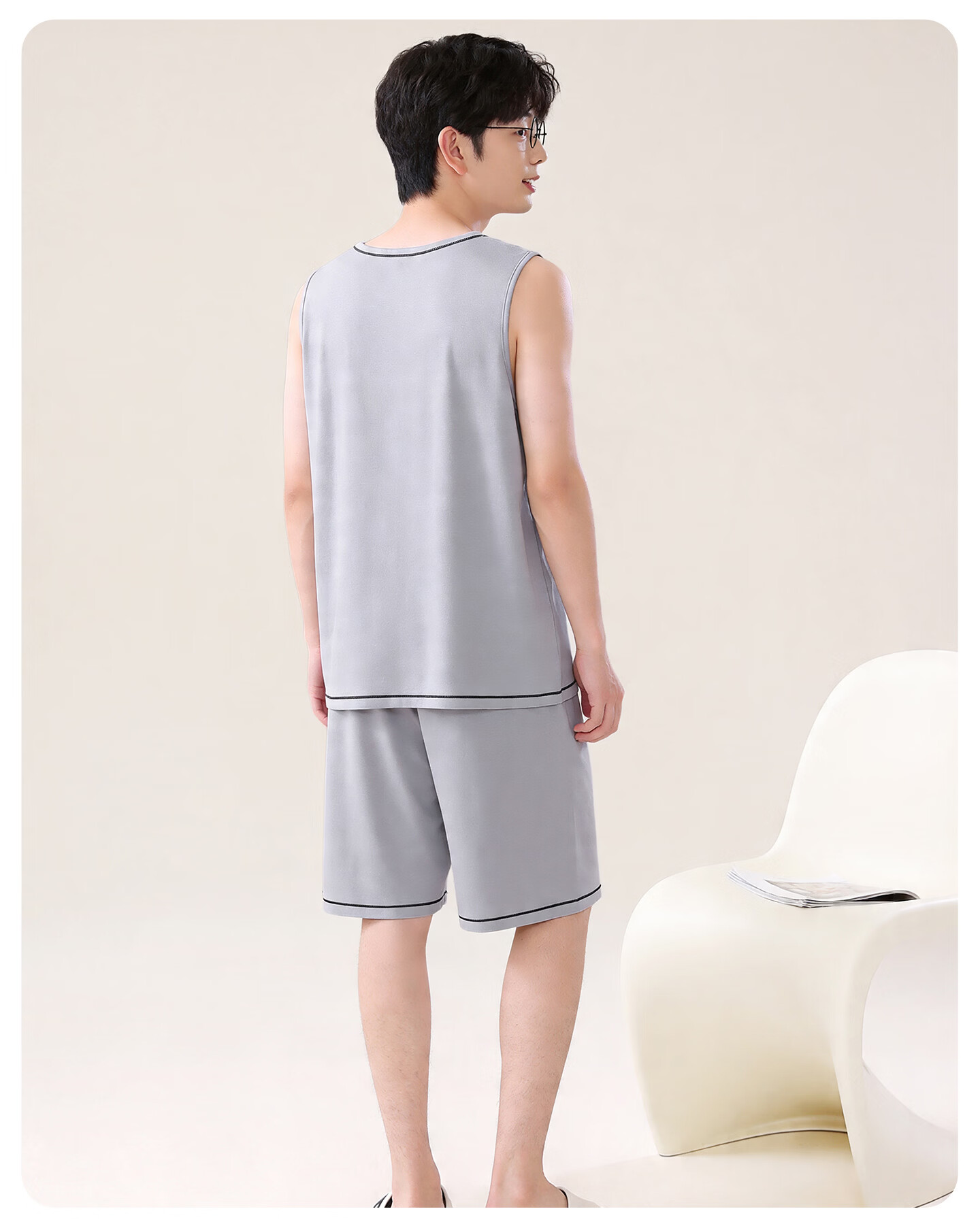 Langsha Kids Sleeveless Ice Silk Pajama Set for Boys Summer Vest and Shorts Youth Homewear 21