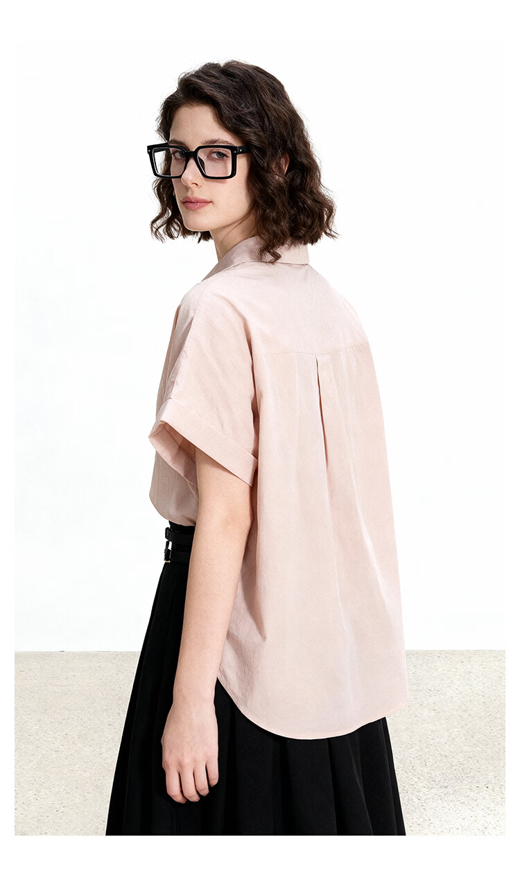 ENC Korean Style Loose Casual Short Sleeve Shirt Daily Work Commute Blouse for Women Summer Lightweight Breathable Comfortable Top 18
