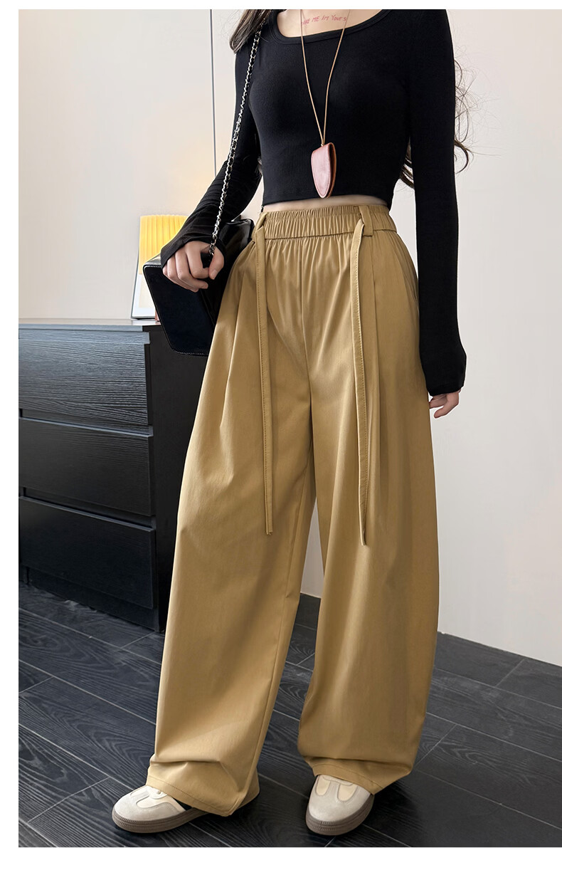 Langsha Women's Summer Thin High-Waist Wide-Leg Breathable Casual Pants Fashion Loose Slimming Trousers 16