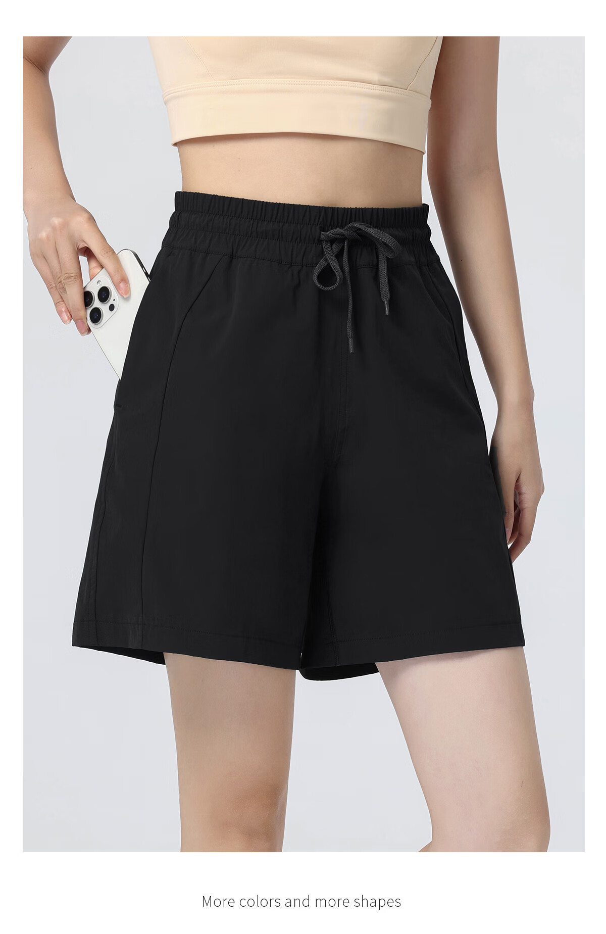 Baisirong Elastic Waist Sports Shorts for Women Quick-Dry Athletic Training Pants Outdoor Cycling Fitness Yoga Mid-Length Summer Shorts 14