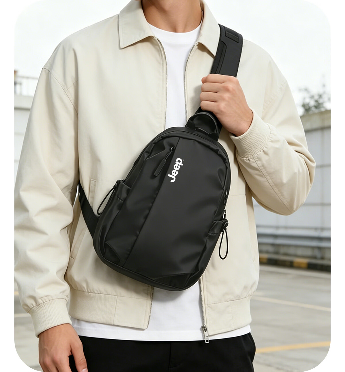 JEEP Men's Large Capacity Functional Crossbody Shoulder Bag Chest Bag 2026 New Commuter Cycling Sports Backpack 27