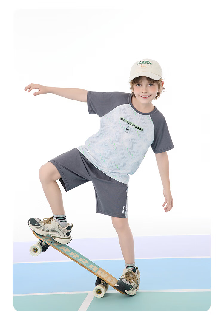 Disney Kids Summer Outfit 2026 New Outdoor Sports Casual Set Purple Tie-Dye Size 110 40
