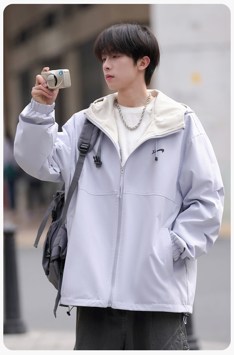 Guirenniao Reversible Jacket Men Spring Autumn New American Workwear Hooded Jacket Men Clothing Yao Ye Black S 16