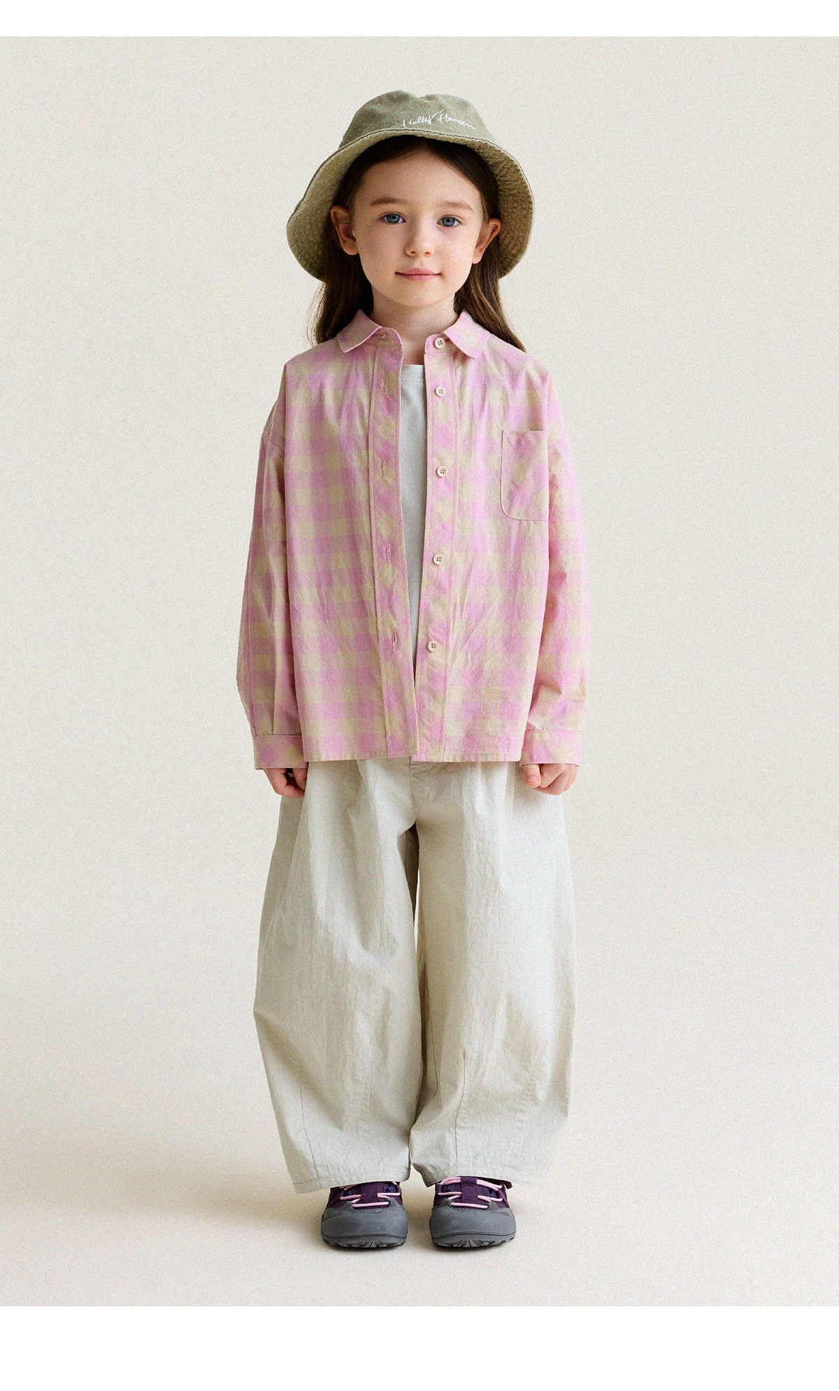 YoonA Mom Girls 2026 Spring Summer Elegant Plaid Shirt Summer Sun Protection Shirt Pink In Stock Size 140 13