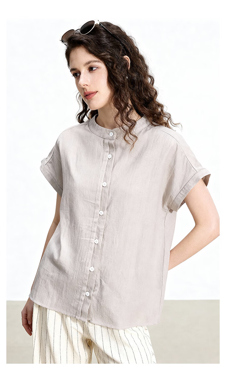 ENC Women's Relaxed Fit Short Sleeve Shirt Flutter Sleeve Simple High-End Summer New Lightweight Breathable Casual Versatile Top 8