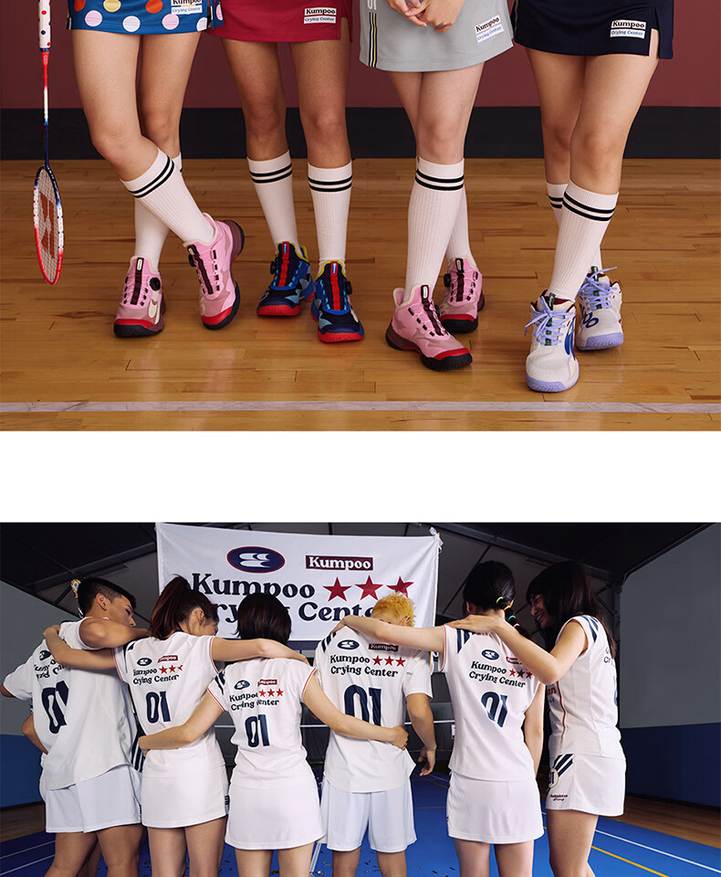 KUMPOO (KUMPOU) Badminton Shirt for Women, Short-Sleeved Quick-Dry Sports Jersey, Collaboration with Crying Center, Competition Uniform ACT261608-Blue 2XL 13