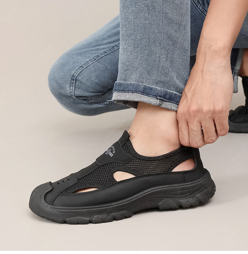 Yidisen Summer Genuine Breathable Water-Resistant Hiking Sandals for Men Hollow Out Beach Shoes Mesh Toe Cap Coffee Color Size 39 18