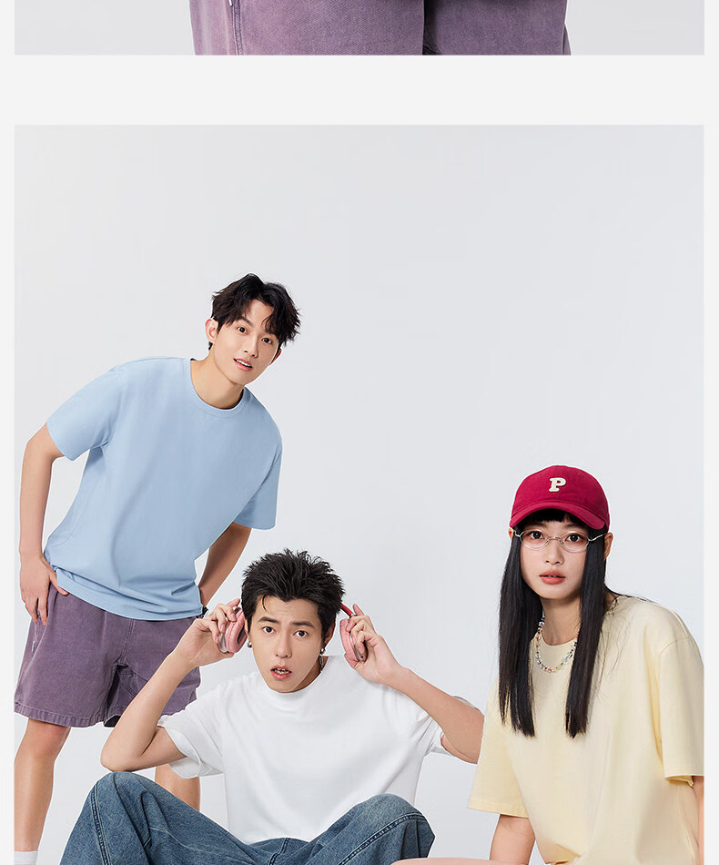 MINISO Pure Cotton Short Sleeve T-Shirt and Shorts Two-Piece Set for Men Summer Solid Color Loose Fit Half Sleeve and Five-Point Pants Full Outfit Z 20