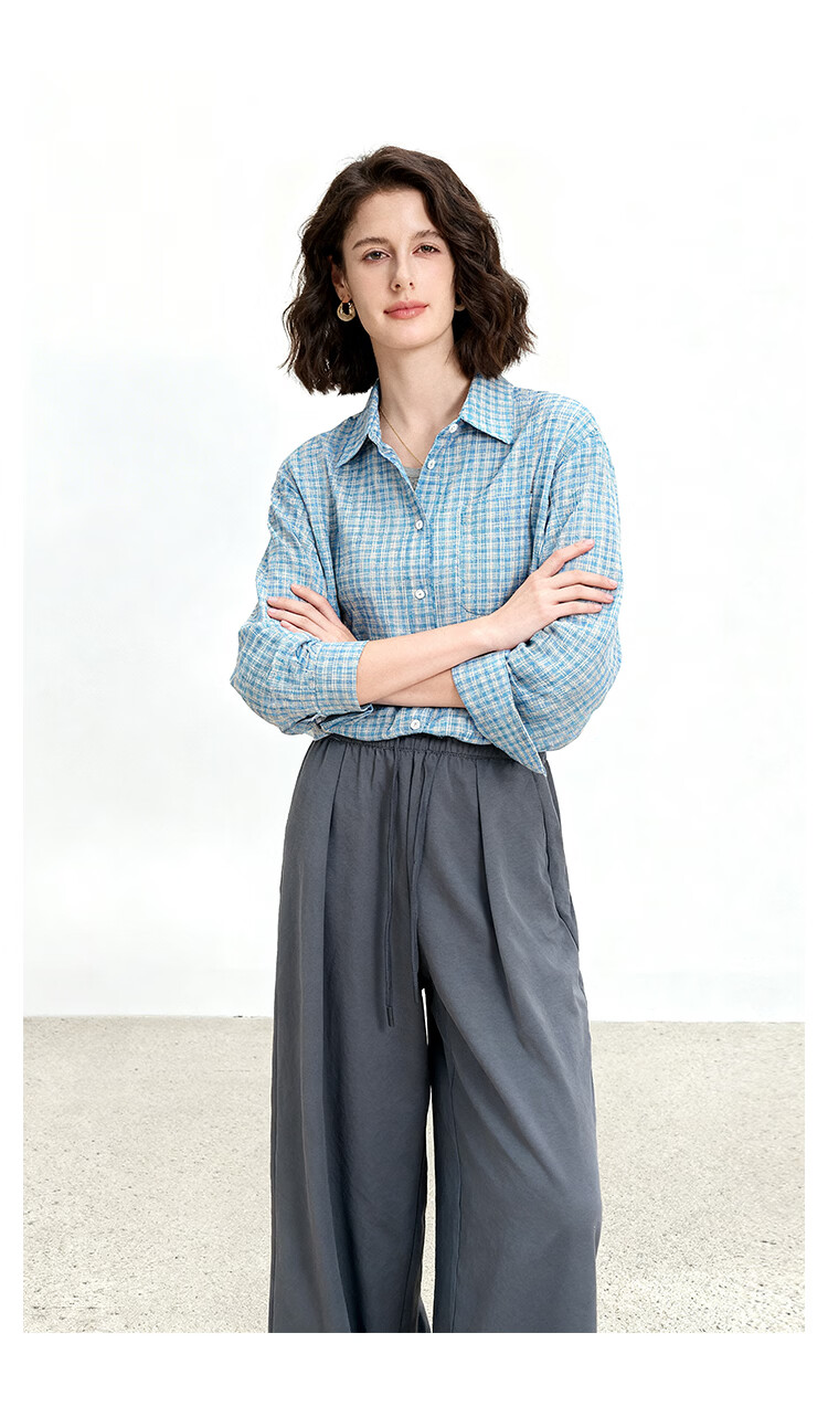 ENC Vintage Artistic Plaid Shirt Classic Trendy Versatile Blouse 2026 Women's Spring Summer Lightweight Sun Protection Top 12