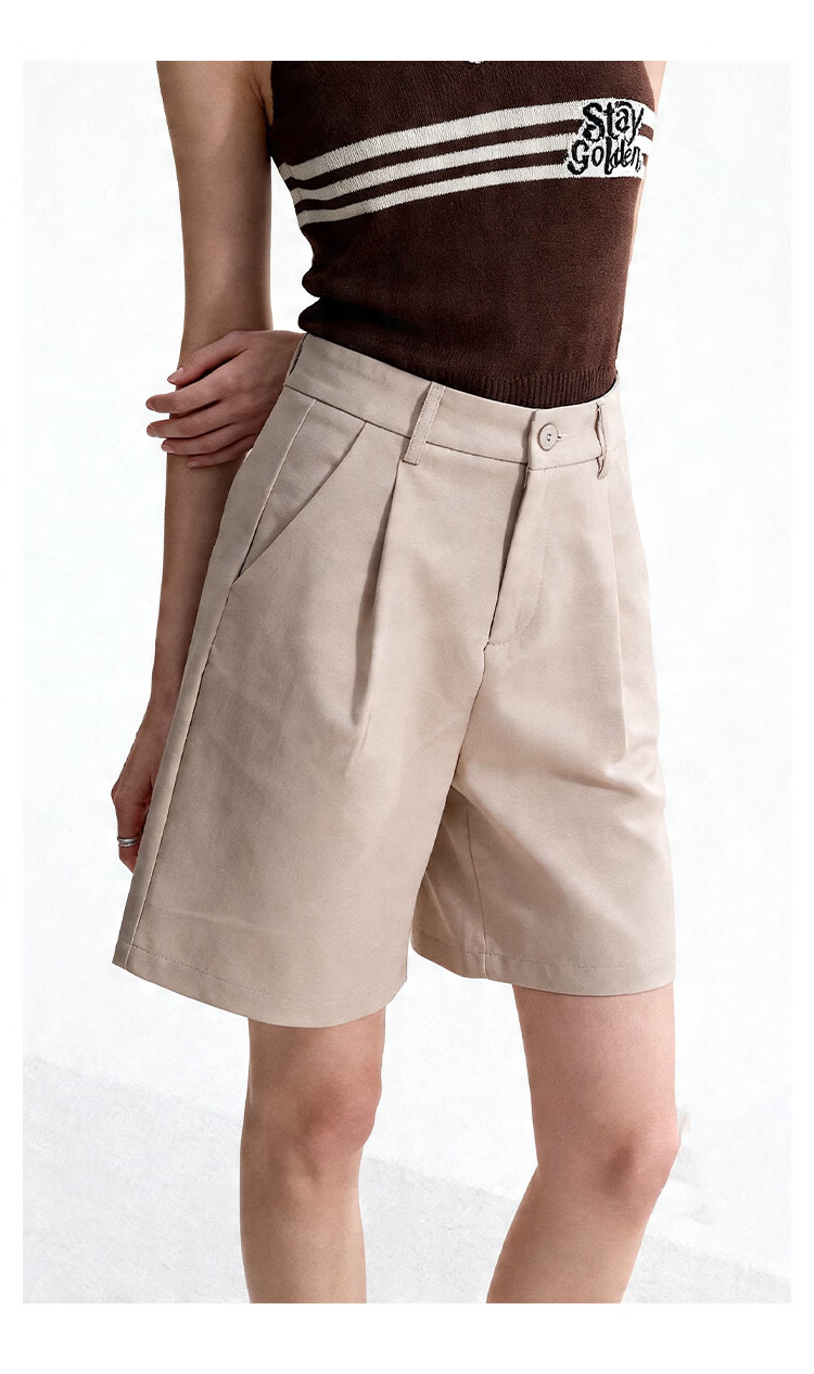 ENC Summer Women's High-Waist Blazer Shorts Korean Style Simple Lenzing Lyocell Skin-Friendly Comfortable Lightweight Casual Bermuda Shorts 9