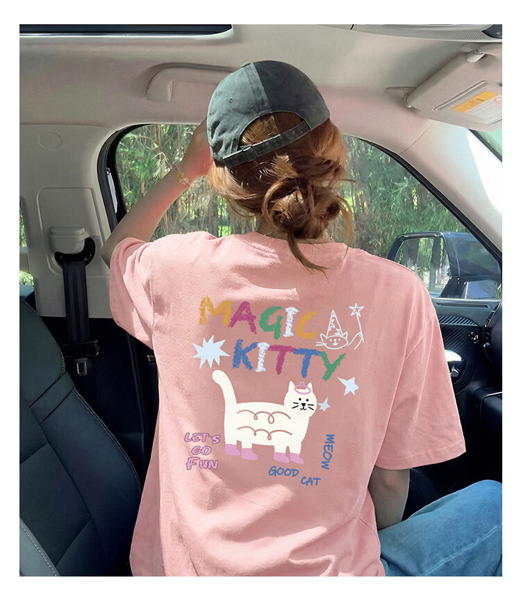 TonLion 2026 Summer Women's Cartoon Print Front and Back Short Sleeve T-Shirt Casual Versatile Fashion High-End Women's Tee 17