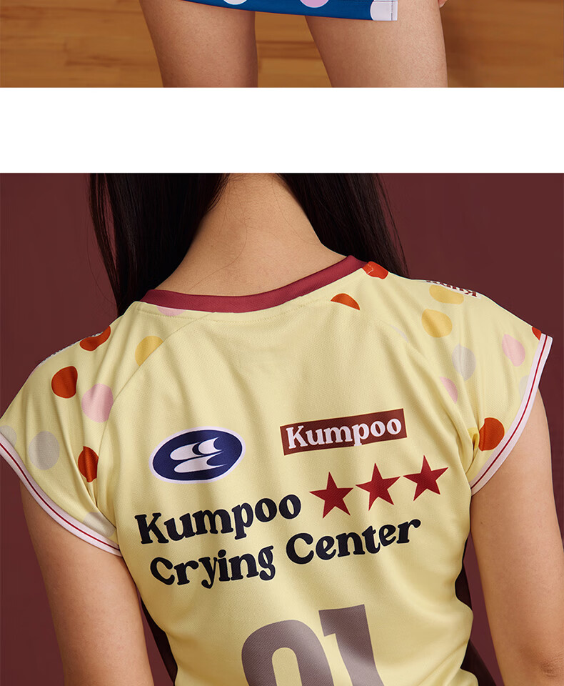 KUMPOO (KUMPOU) Badminton Shirt for Women, Short-Sleeved Quick-Dry Sports Jersey, Collaboration with Crying Center, Competition Uniform ACT261608-Blue 2XL 33