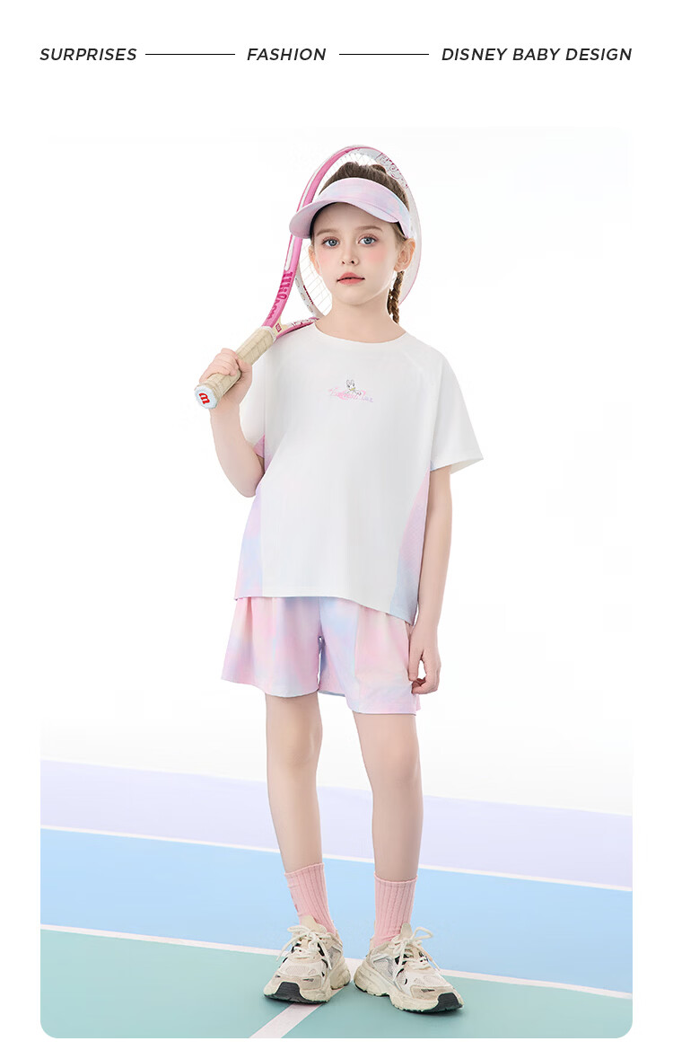 Disney Kids Summer Outfit 2026 New Outdoor Sports Casual Set Purple Tie-Dye Size 110 28