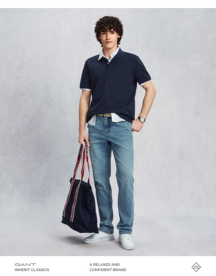 GANT Spring Summer Men's Pure Cotton Casual Polo Shirt with Turn-down Collar Commuting Short Sleeve 300-Dark Green XL 16