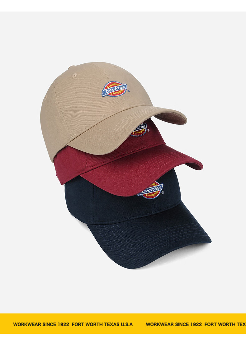 Dickies Unisex Soft Top Baseball Cap Burgundy Outdoor Sports Breathable Sunshade Hat 36