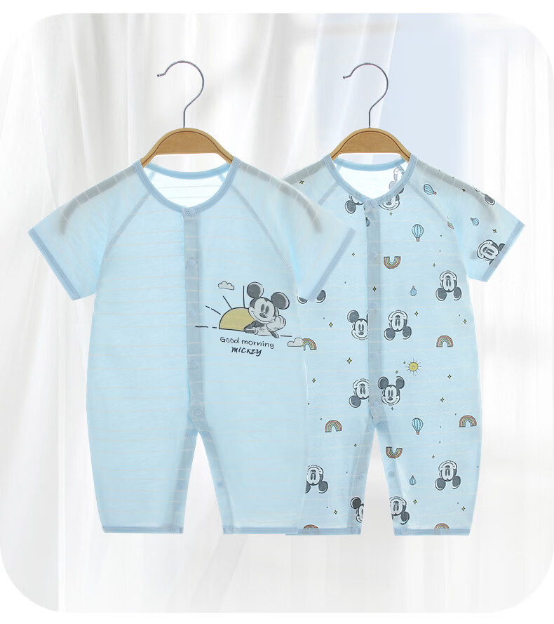 Disney 2-Piece Baby Summer Thin Newborn Romper Set A-Class Cotton Unisex Infant Crawling Pajamas 18