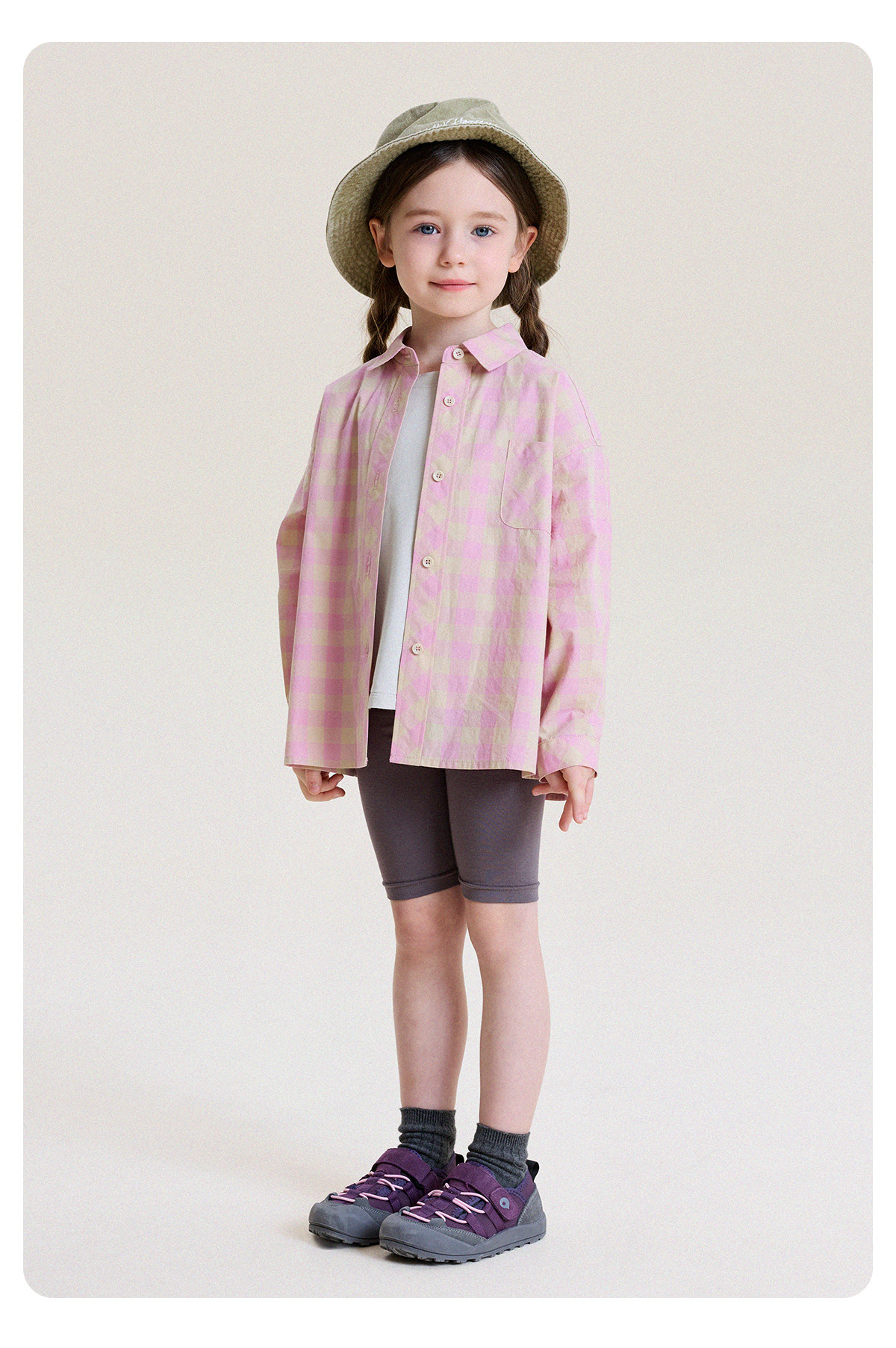 YoonA Mom Girls 2026 Spring Summer Elegant Plaid Shirt Summer Sun Protection Shirt Pink In Stock Size 140 3