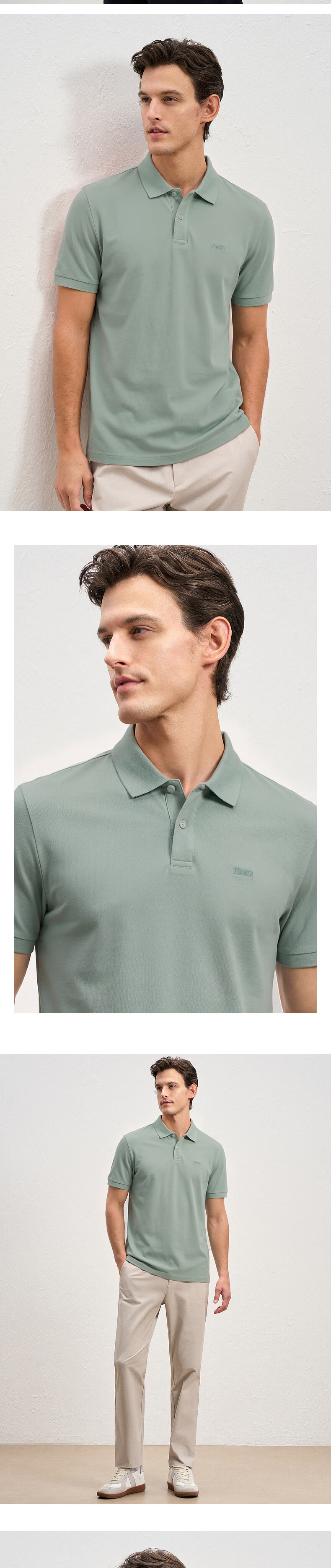 EMZ Ordos Men's Short Sleeve Polo Shirt with Mulberry Silk, Quick-Dry, Breathable, Antibacterial, Business Casual 10