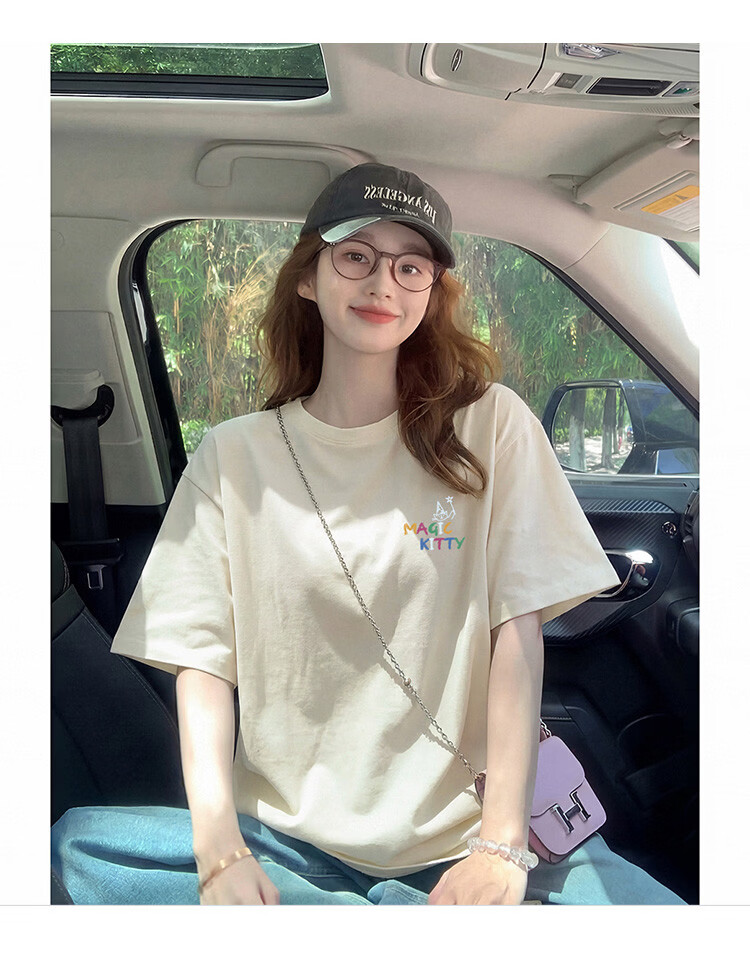 TonLion 2026 Summer Women's Cartoon Print Front and Back Short Sleeve T-Shirt Casual Versatile Fashion High-End Women's Tee 8