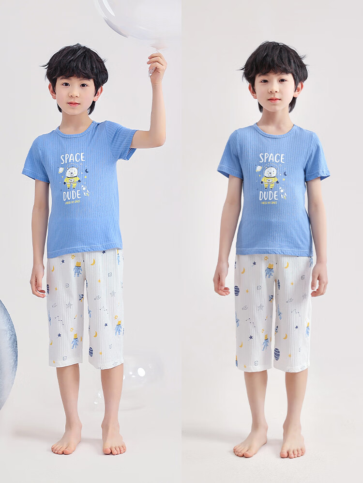 Hodo AAA Grade Antibacterial Red Bean Children's Summer Thin Cotton Boys Pajamas Homewear Air Conditioning Clothes 17