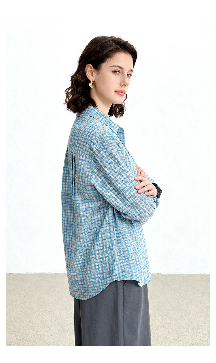ENC Vintage Artistic Plaid Shirt Classic Trendy Versatile Blouse 2026 Women's Spring Summer Lightweight Sun Protection Top 10
