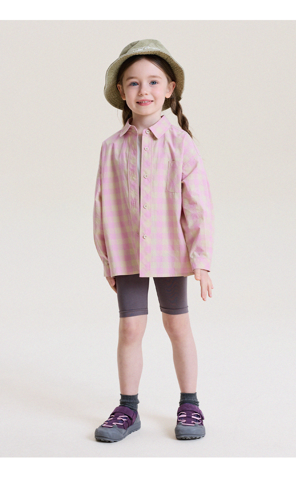 YoonA Mom Girls 2026 Spring Summer Elegant Plaid Shirt Summer Sun Protection Shirt Pink In Stock Size 140 29