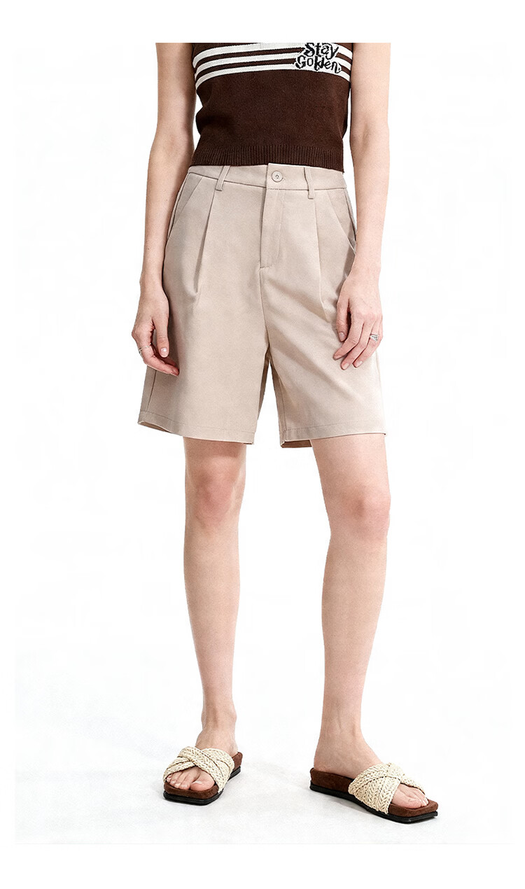 ENC Summer Women's High-Waist Blazer Shorts Korean Style Simple Lenzing Lyocell Skin-Friendly Comfortable Lightweight Casual Bermuda Shorts 11
