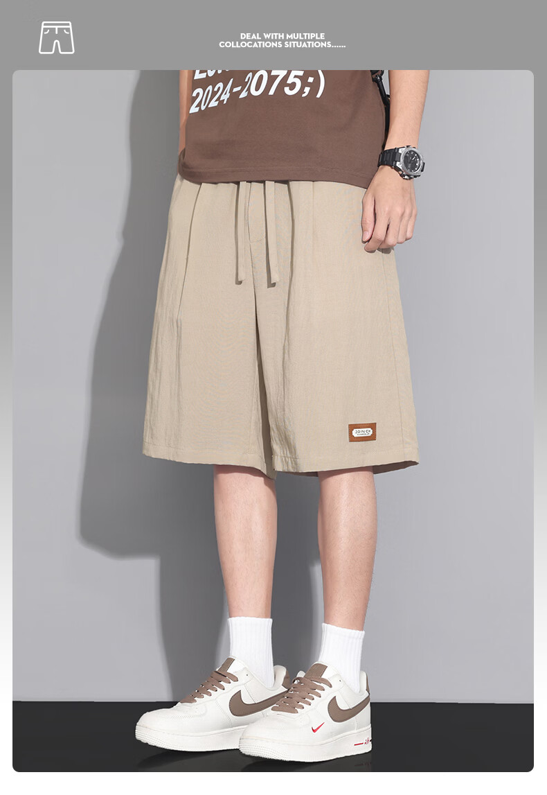 FARUISHI Men's Summer Thin High-End Linen Five-Point Straight-Leg Shorts Plus Size Casual Pants Card 6XL 4