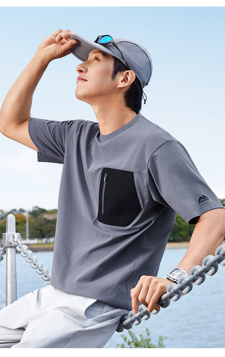 Kolumb Outdoor Quick-Dry Moisture-Wicking Sun-Protective Short Sleeve T-Shirt for Men with Commuter Pocket Energy Purple M(170) 18