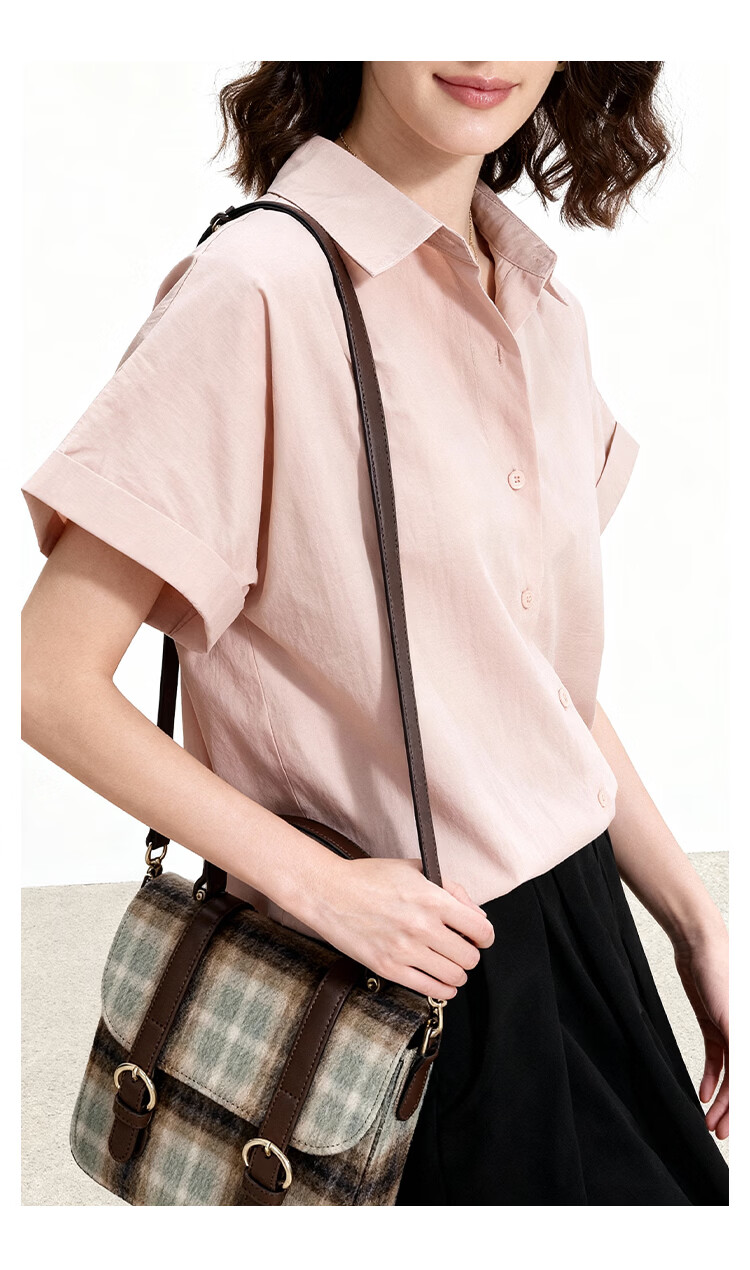 ENC Korean Style Loose Casual Short Sleeve Shirt Daily Work Commute Blouse for Women Summer Lightweight Breathable Comfortable Top 11
