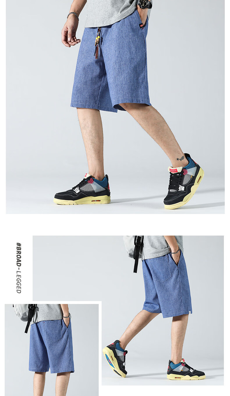 PLAYBOY Men's Ice Silk Linen Casual Five-Point Shorts 2026 Summer Thin Trendy Loose Quick-Dry Mid-Length Pants 13