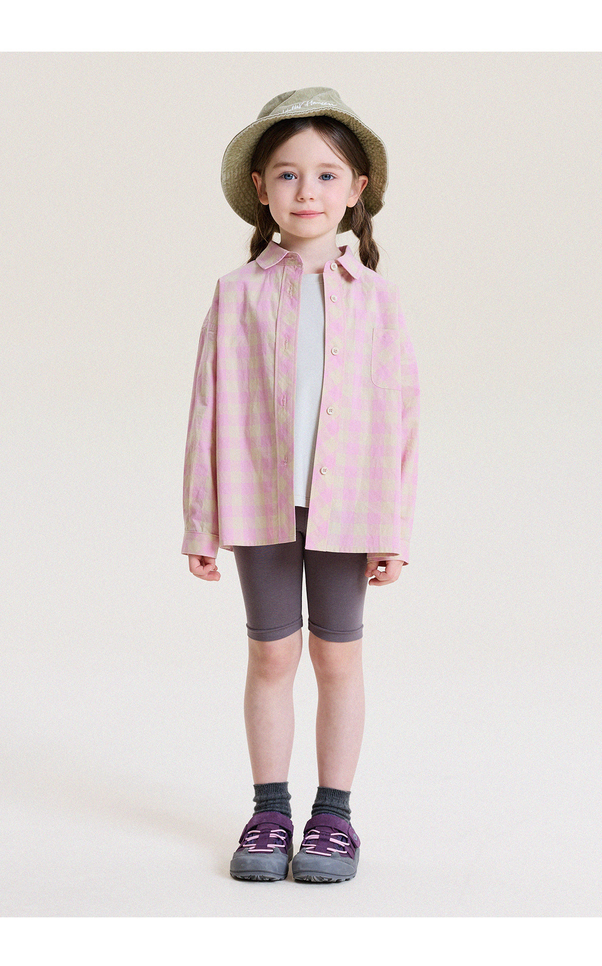 YoonA Mom Girls 2026 Spring Summer Elegant Plaid Shirt Summer Sun Protection Shirt Pink In Stock Size 140 25
