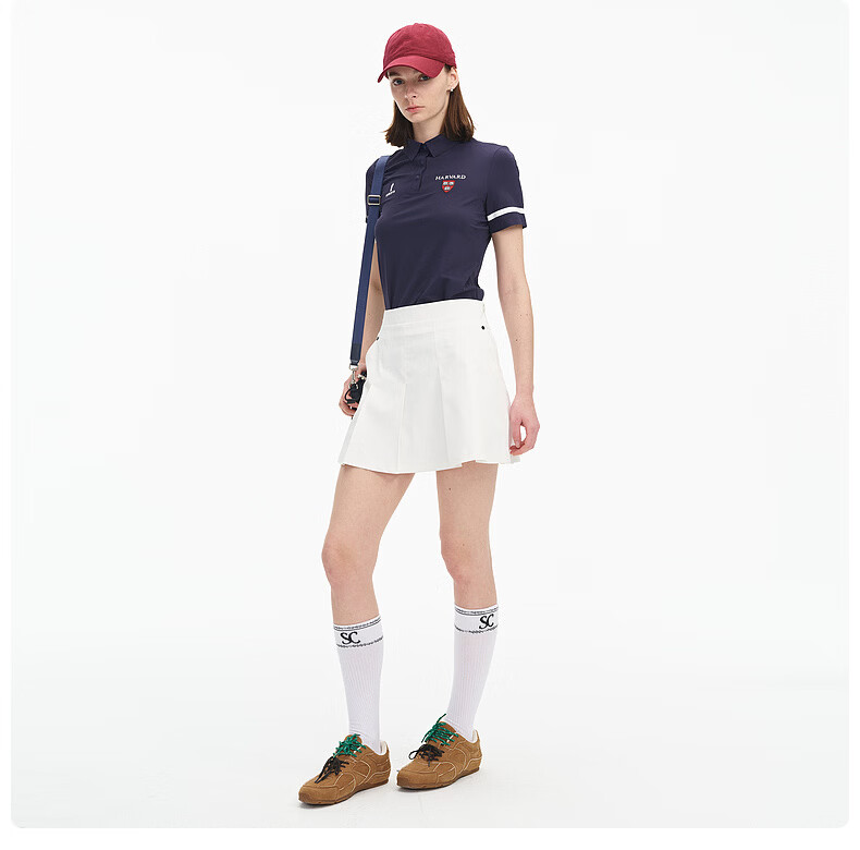 Biyinlefen Golf [Harvard Collaboration] 2025 Spring/Summer New Women's Vintage Collegiate Casual Sports High-End Polo Shirt 12