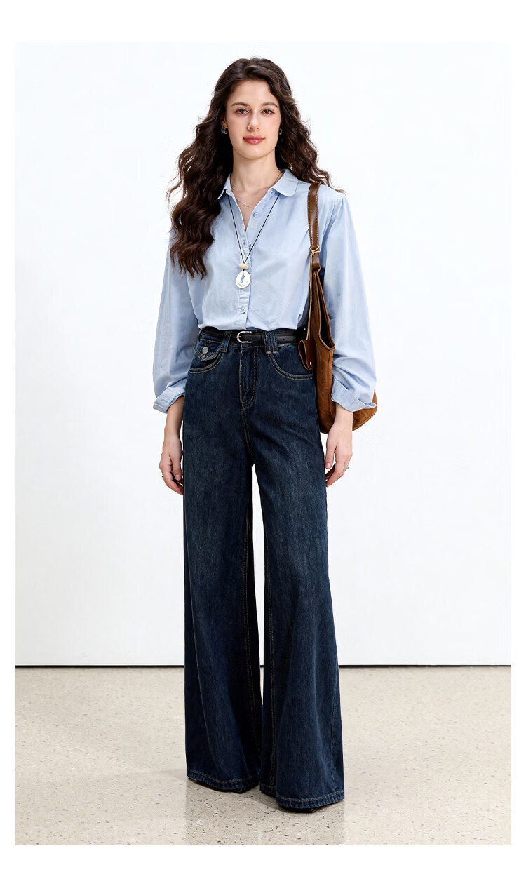 ENC Blue Long Sleeve Shirt Spring Autumn New French Style Designer Niche Casual Commuter Petite Top 10