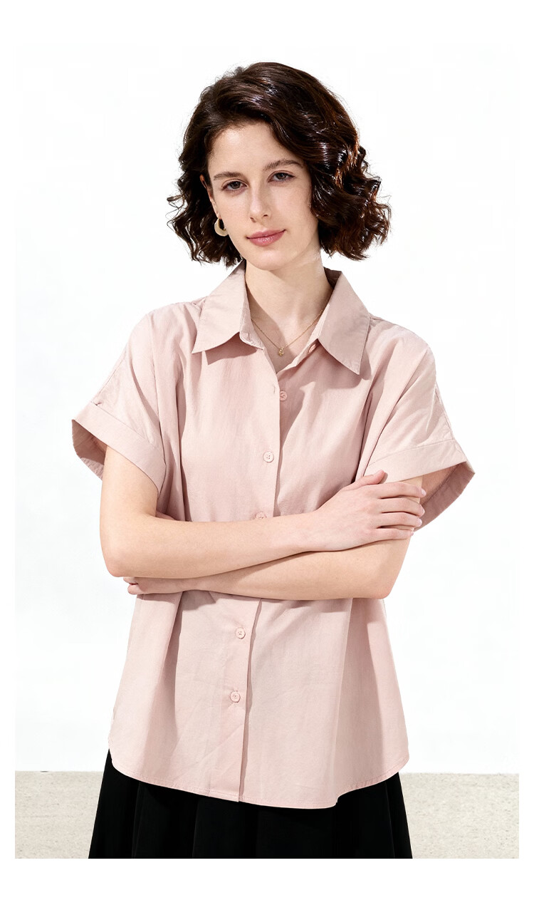 ENC Korean Style Loose Casual Short Sleeve Shirt Daily Work Commute Blouse for Women Summer Lightweight Breathable Comfortable Top 10