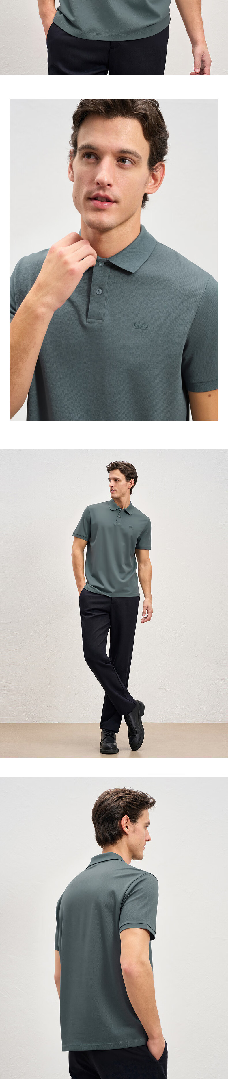 EMZ Ordos Men's Short Sleeve Polo Shirt with Mulberry Silk, Quick-Dry, Breathable, Antibacterial, Business Casual 9