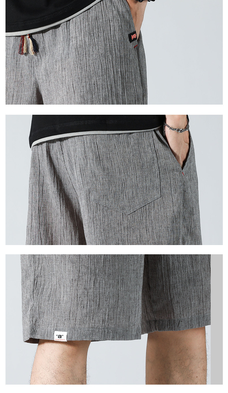 PLAYBOY Men's Ice Silk Linen Casual Five-Point Shorts 2026 Summer Thin Trendy Loose Quick-Dry Mid-Length Pants 16