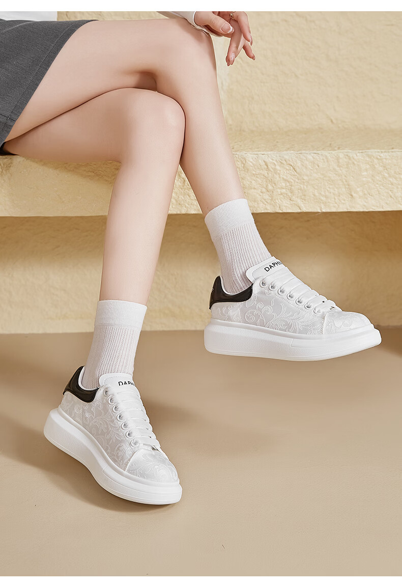Daphne Platform Height-Enhancing Popular Printed White Sneakers Women 2026 New Spring Summer Casual Shoes White Size 38 14
