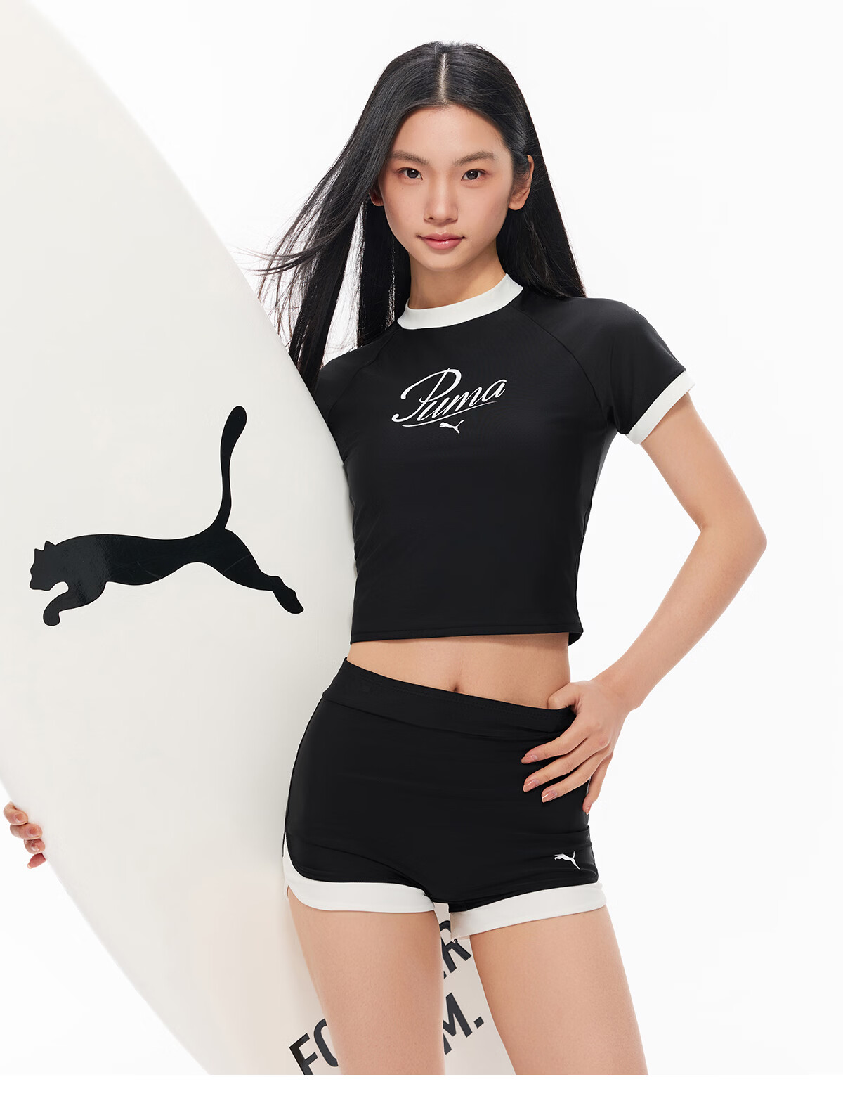 PUMA Women's Two-Piece Swimwear Split Shorts UV Protection Slim Fit High Elastic Fade-Resistant Swimsuit for Daily Outdoor Beach Swimming and Hot Springs 19