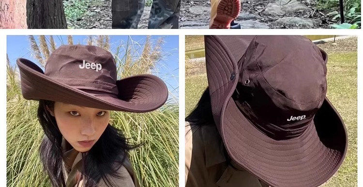 JEEP Women's Summer Outdoor Hiking Sun Hat Large Brim UV Protection Western Cowboy Hat 21